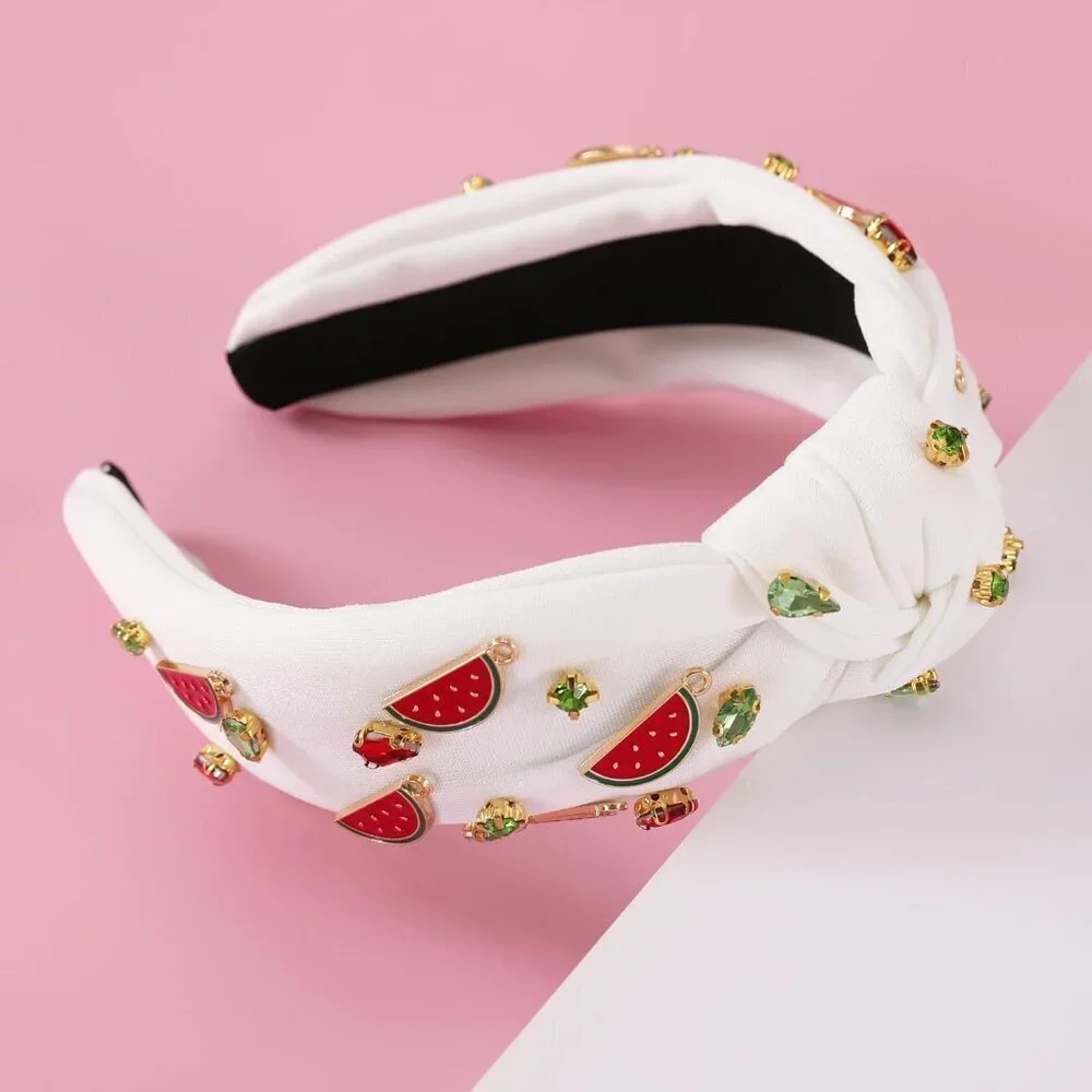 Watermelon Headband Crystal Rhinestones Summer Fruit Hair Accessory for Women